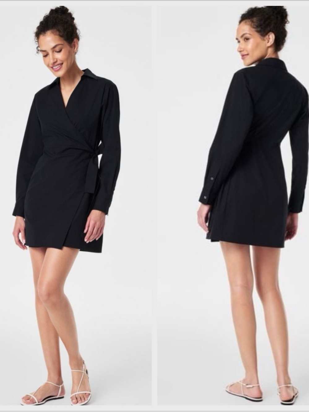 SPANX
Stretch Cotton Poplin Wrap Shirt Dress Classic Black New with Tags